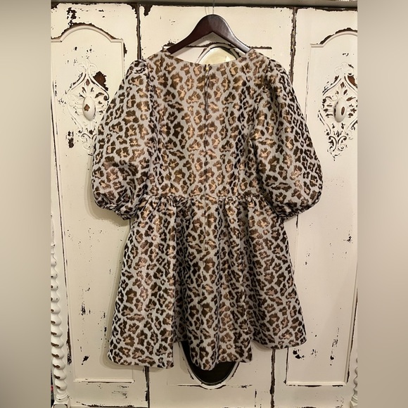 SOLD.  NWT Lilly Pulitzer Calyssa Dress Gold Metallic Leopard Jacquard | 12 - Picture 4 of 12